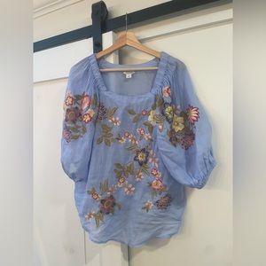 Blue floral Sundance blouse